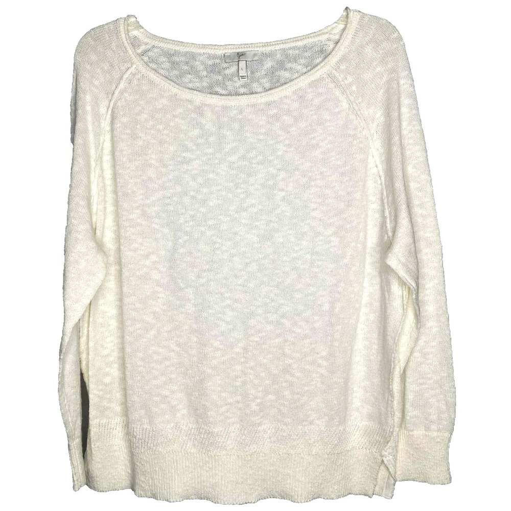 Joie Women's Linen Blend Boat Neck Knit Pullover Sweater White Size Large luxury